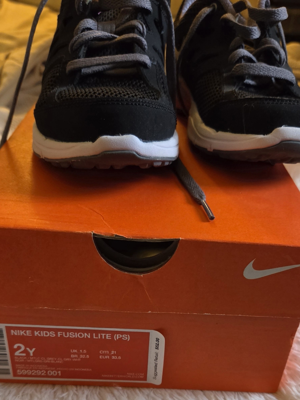 Nike Kids Black and Gray Fusion Lite Sneakers